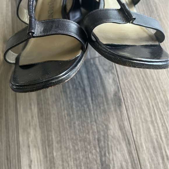Yves Saint Laurent Italy YSL Black leather Strappy Sandals vintage block heel 7 - Picture 13 of 14